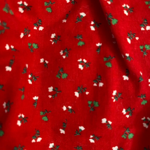 VTG 1980s Bryan Baby Girl 6-9MRed Calico Christmas Dress Lace Green Ribbon Prair - Picture 12 of 15